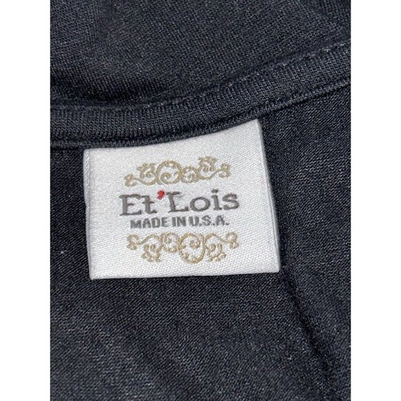 Et Lois Sz ?? (See Meas) Black Taupe Pieced Artsy Pullover Tunic Top EUC - Picture 9 of 10